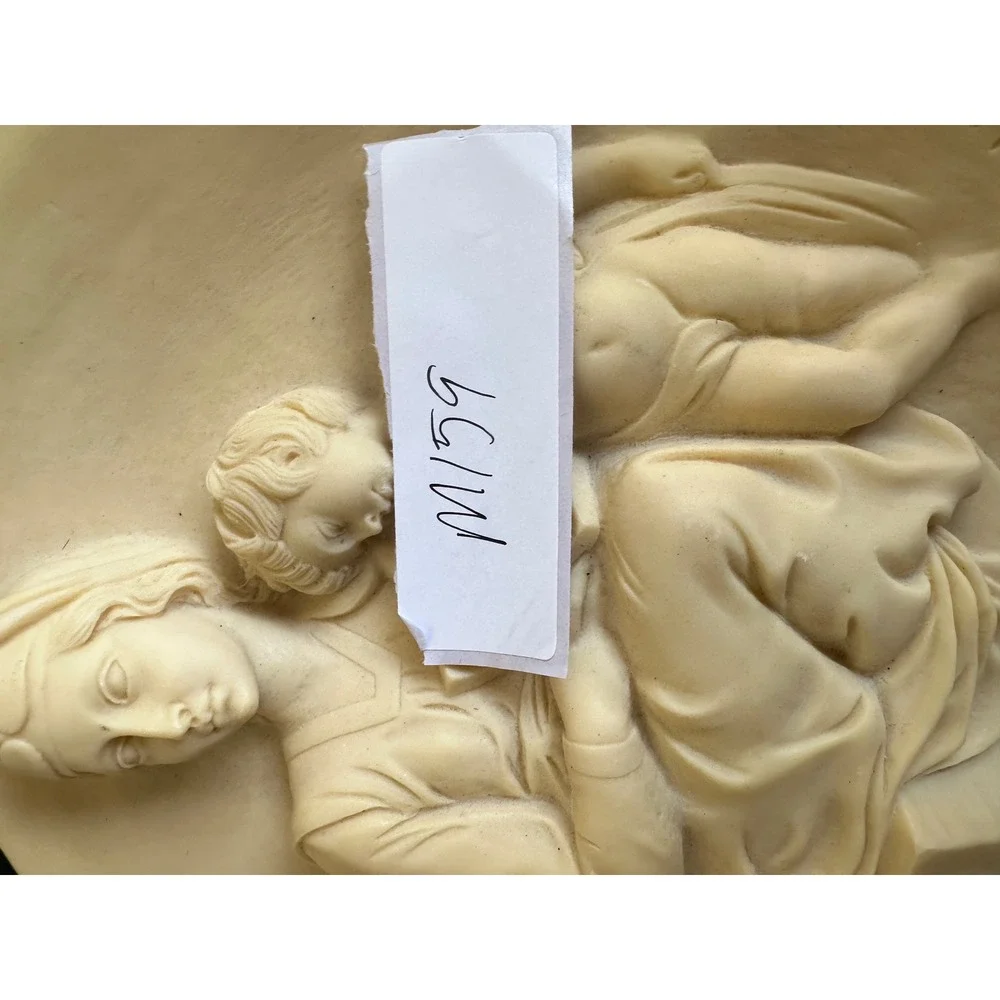 A. Santini Di Volteradici Madonna and Child Alabaster Relief Plate Italy 1978 8